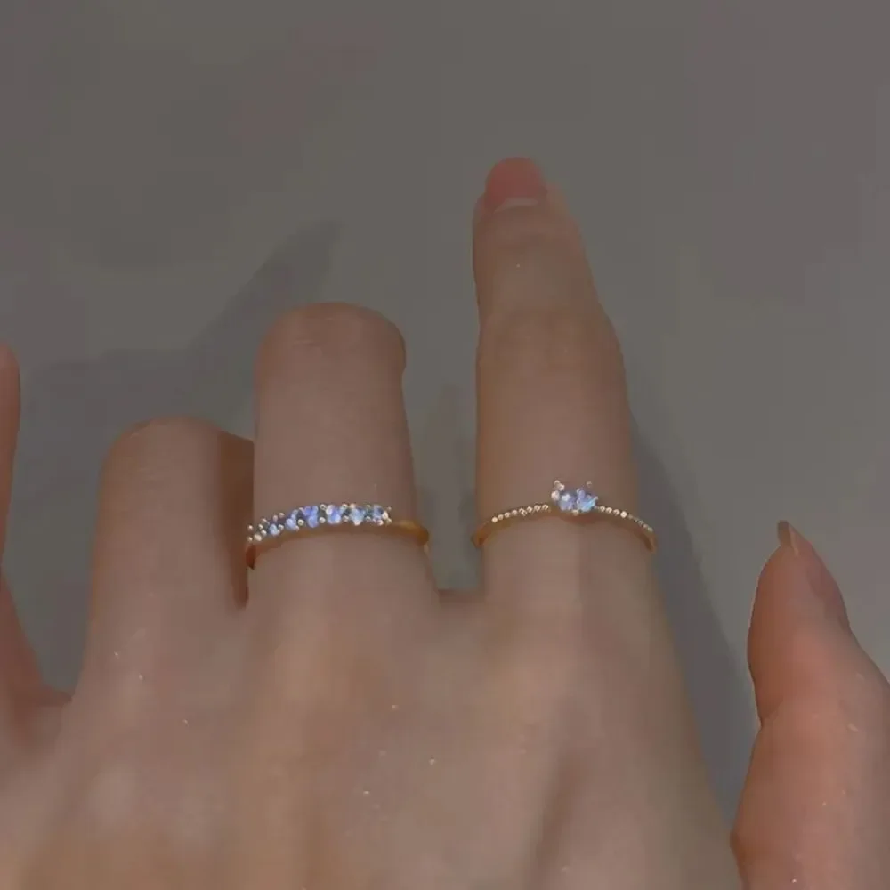 ✨️ 18k gold Plated Love Heart Open Ring 2pcs/Set Personality Design Ring